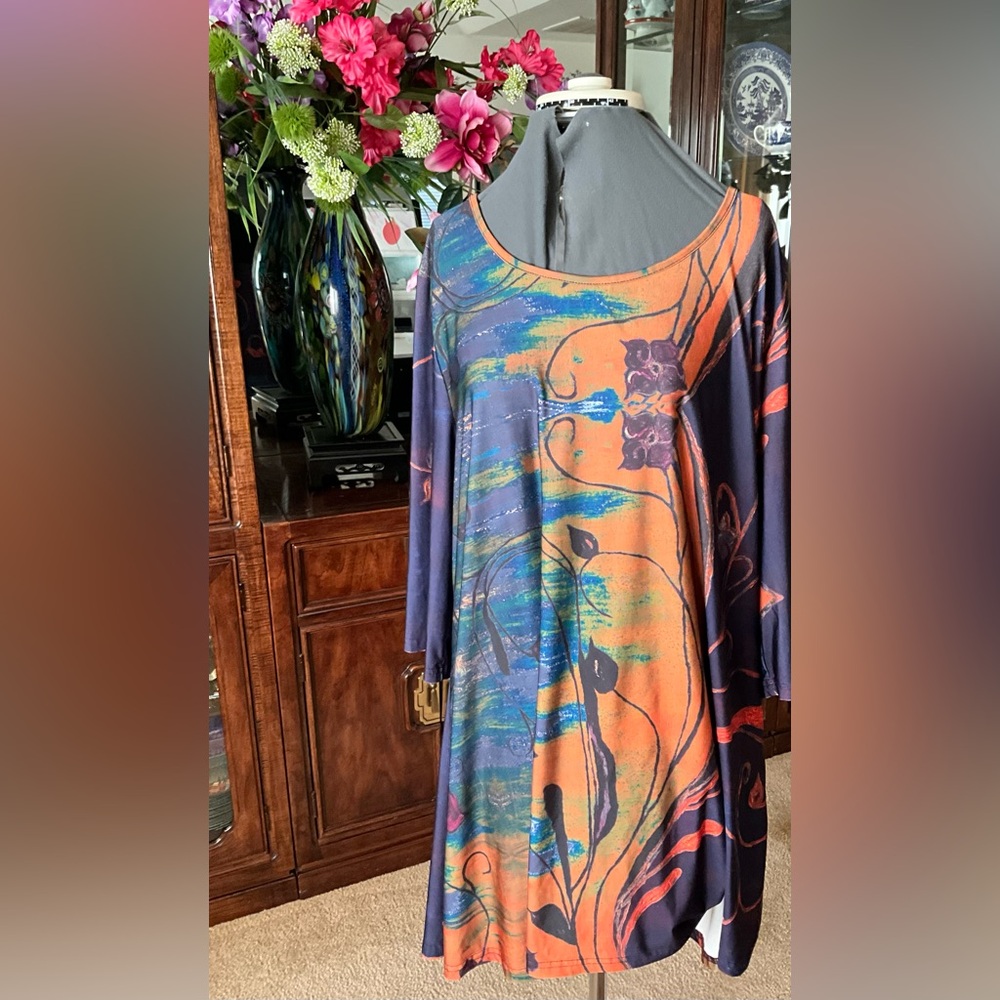 Colorful Abstract Floral Swing Dress